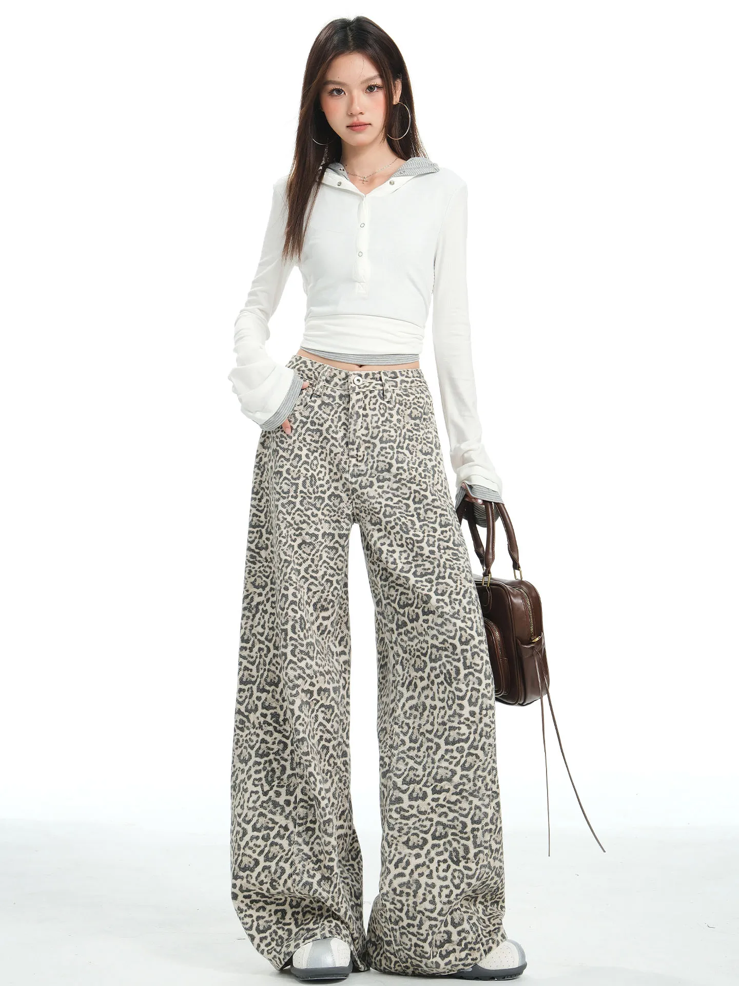 American Retro Leopard Print Wide Leg Denim Jeans Women's Loose Drapey High Waist Slimming Knife Pants Casual Cotton Blend
American Retro Leopard Print Wide Leg Denim Jeans Women's Loose Drapey High Waist Slimming Knife Pants Casual Cotton Blend