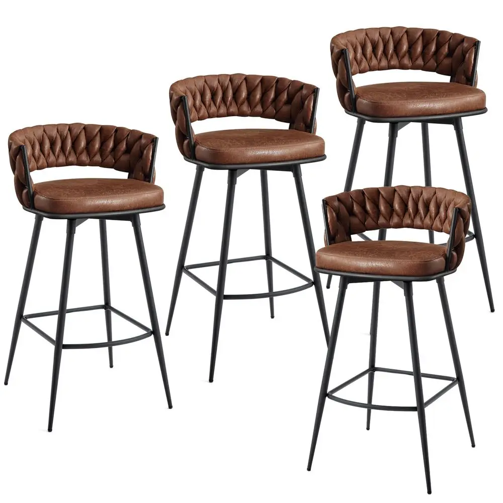 Counter Height Bar Stools Set of 4, 26 inch Seat Height Bar Stools, 180 Swivel Barstools with Woven Back and Footrest, Suede Fa
Counter Height Bar Stools Set of 4, 26 inch Seat Height Bar Stools, 180 Swivel Barstools with Woven Back and Footrest, Suede Fa