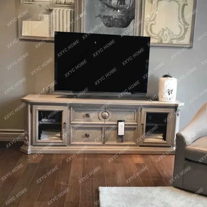 retro solid wood TV cabinet living room old carved small side table
retro solid wood TV cabinet living room old carved small side table