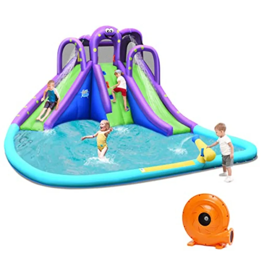 Octopus Themed Inflatable Water Slide for with 2 Slides Climbing Wall Water Hoses Cannon Large Splash Pool Outdoor Blow Up Wate
Octopus Themed Inflatable Water Slide for with 2 Slides Climbing Wall Water Hoses Cannon Large Splash Pool Outdoor Blow Up Wate
