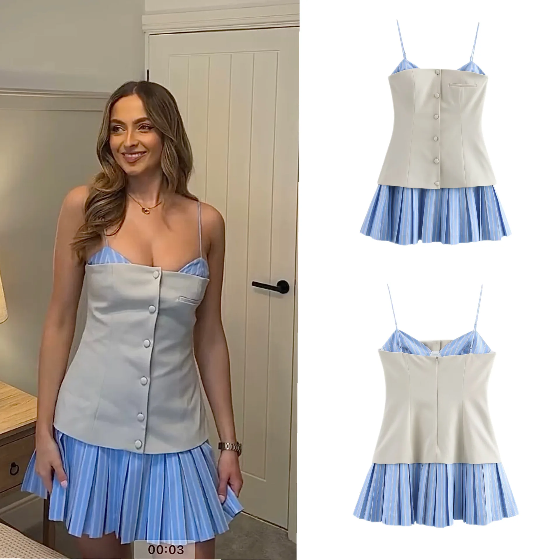 2025 New Vintage Stripe Patchwork Short Dress Fashion Pleated Slip Dress A-line Chic Single Breasted Summer Dress Vestidos
2025 New Vintage Stripe Patchwork Short Dress Fashion Pleated Slip Dress A-line Chic Single Breasted Summer Dress Vestidos