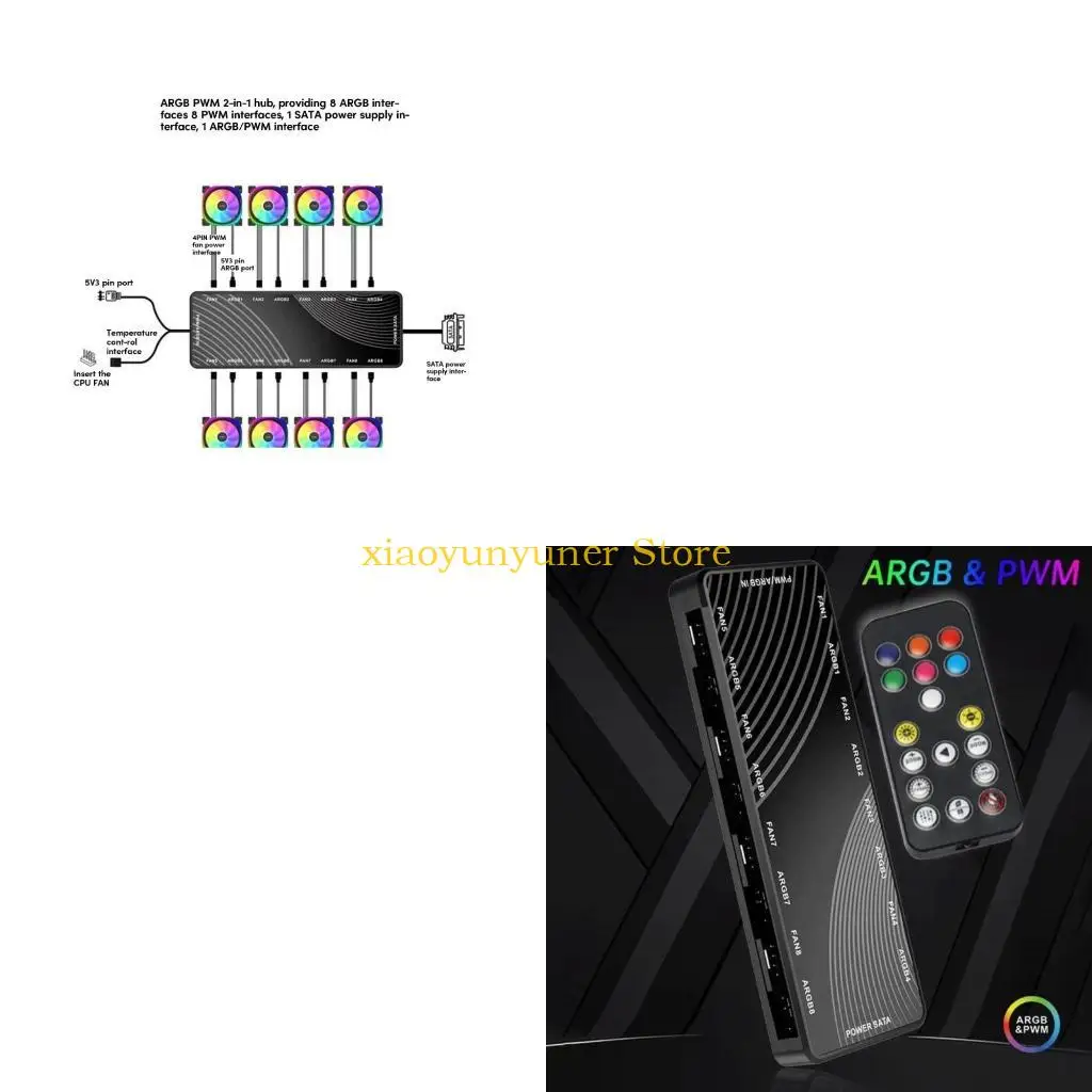 P9JB 1 to 8 ARGB & PWM Fan Hub 8 ARGB Ports, 8 PWM Ports, Efficient Power Distribution Fan Concentrator
P9JB 1 to 8 ARGB & PWM Fan Hub 8 ARGB Ports, 8 PWM Ports, Efficient Power Distribution Fan Concentrator