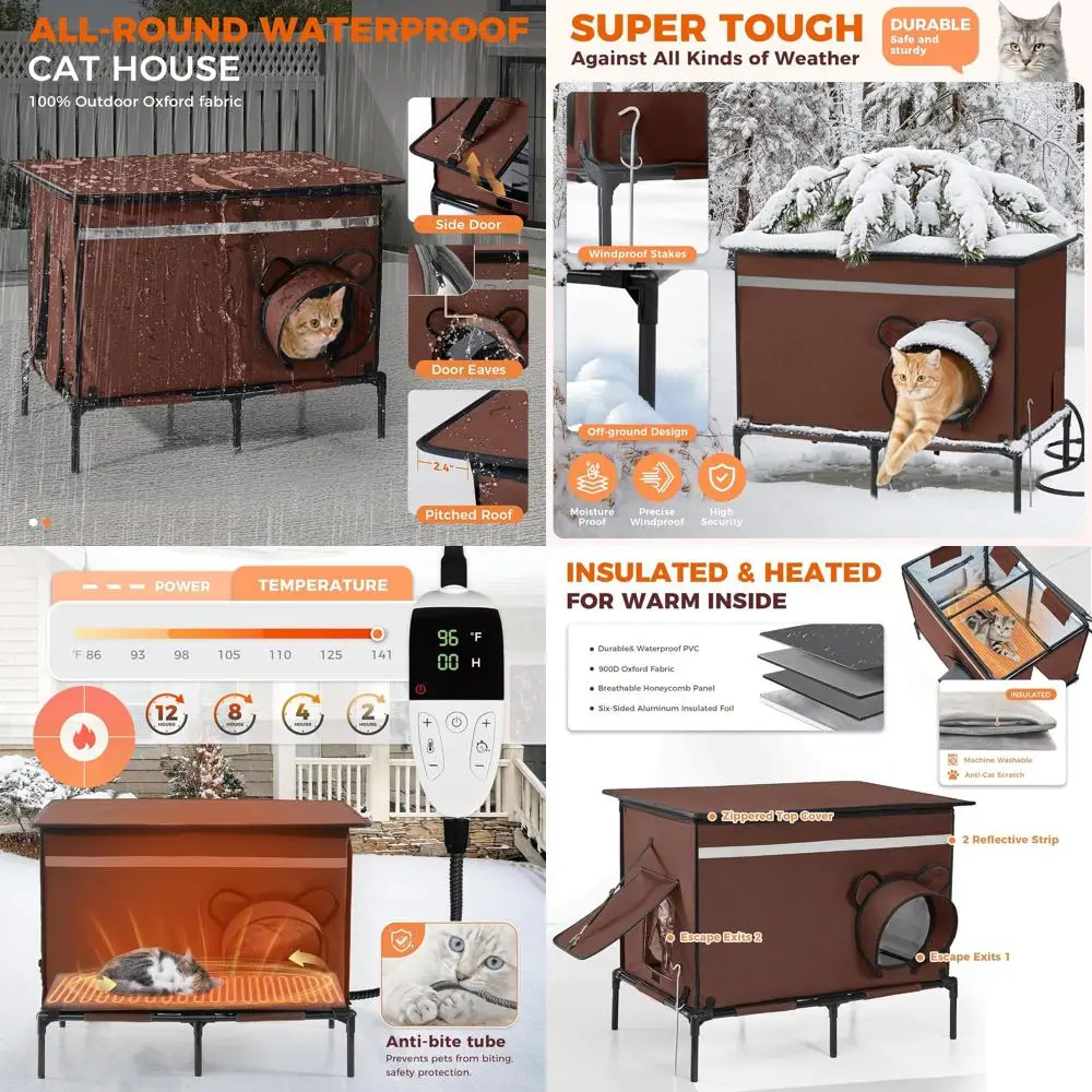 Extra-Large Insulated Outdoor Cat Shelter with Heated Area and Dual Doors for Winter Protection in Chestnut
Extra-Large Insulated Outdoor Cat Shelter with Heated Area and Dual Doors for Winter Protection in Chestnut
