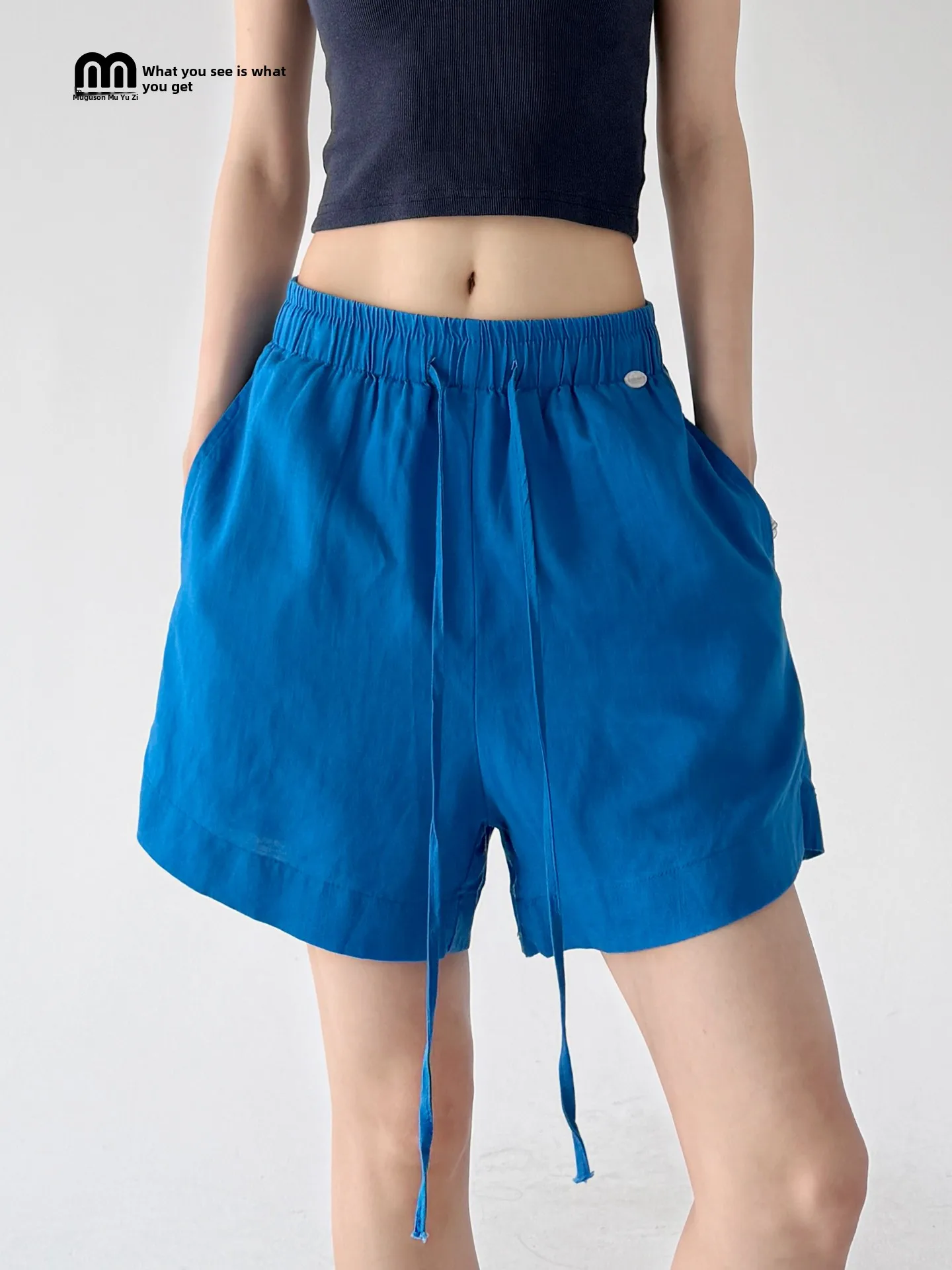Loose Drawstring Shorts Women's Summer 2026 Casual Pants Blue Wide Leg Commute Style Natural Waist Cotton Linen Blend
Loose Drawstring Shorts Women's Summer 2026 Casual Pants Blue Wide Leg Commute Style Natural Waist Cotton Linen Blend