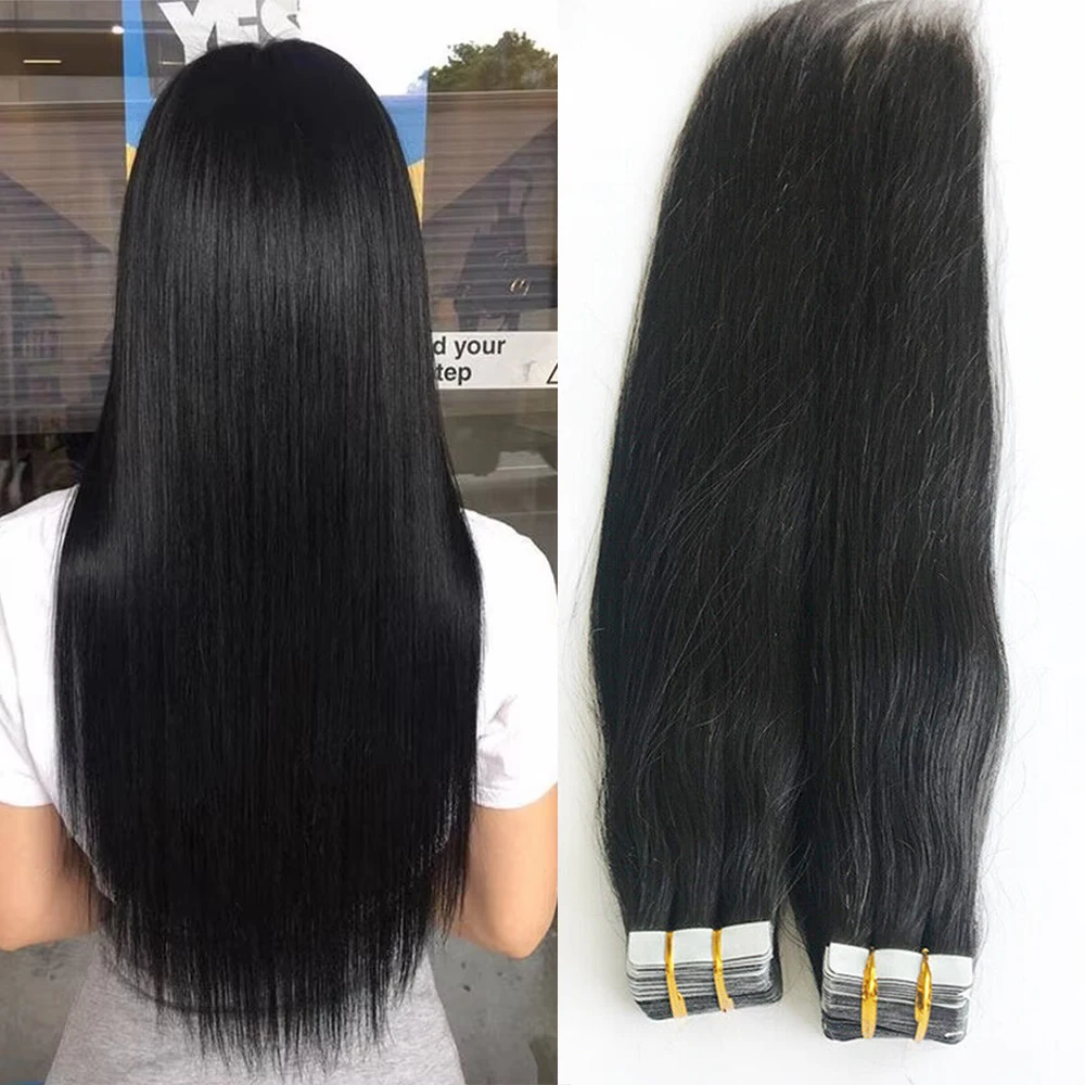 Straight Tape In Hair Extensions Natural Black 26 Inch Brazilian 100% Human Hair 20pcs/50g Tape ins Adhesive Replaceable Invisible Glue Seamless
Straight Tape In Hair Extensions Natural Black 26 Inch Brazilian 100% Human Hair 20pcs/50g Tape ins Adhesive Replaceable Invisible Glue Seamless