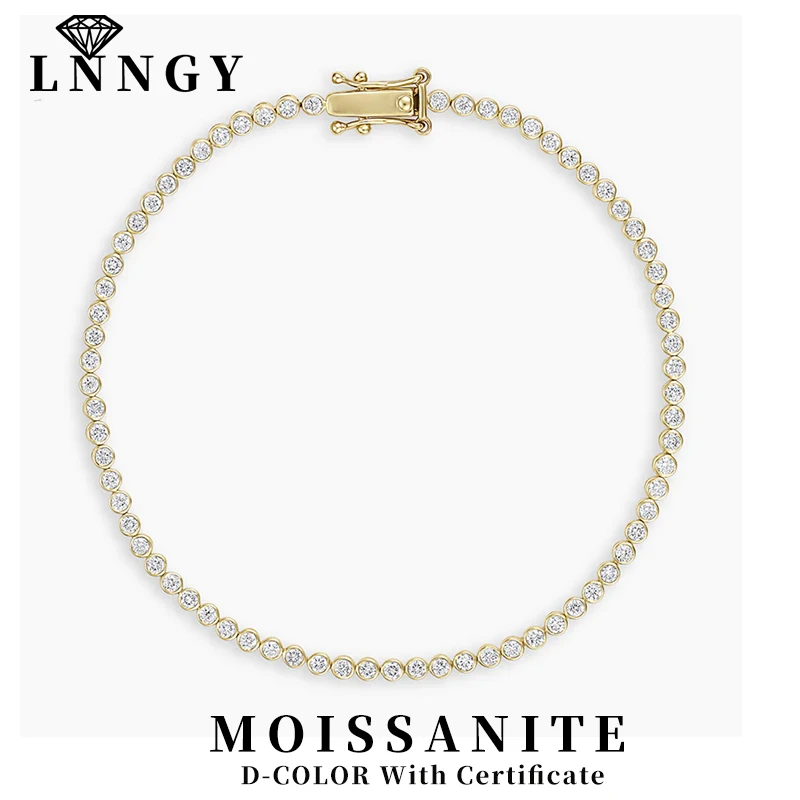 Lnngy Bezel 2.5mm/3MM Round Moissanite Tennis Bracelet For Women Exquisite 14K Gold Filled Bracelet Hand Chain Jewelry Gifts
Lnngy Bezel 2.5mm/3MM Round Moissanite Tennis Bracelet For Women Exquisite 14K Gold Filled Bracelet Hand Chain Jewelry Gifts