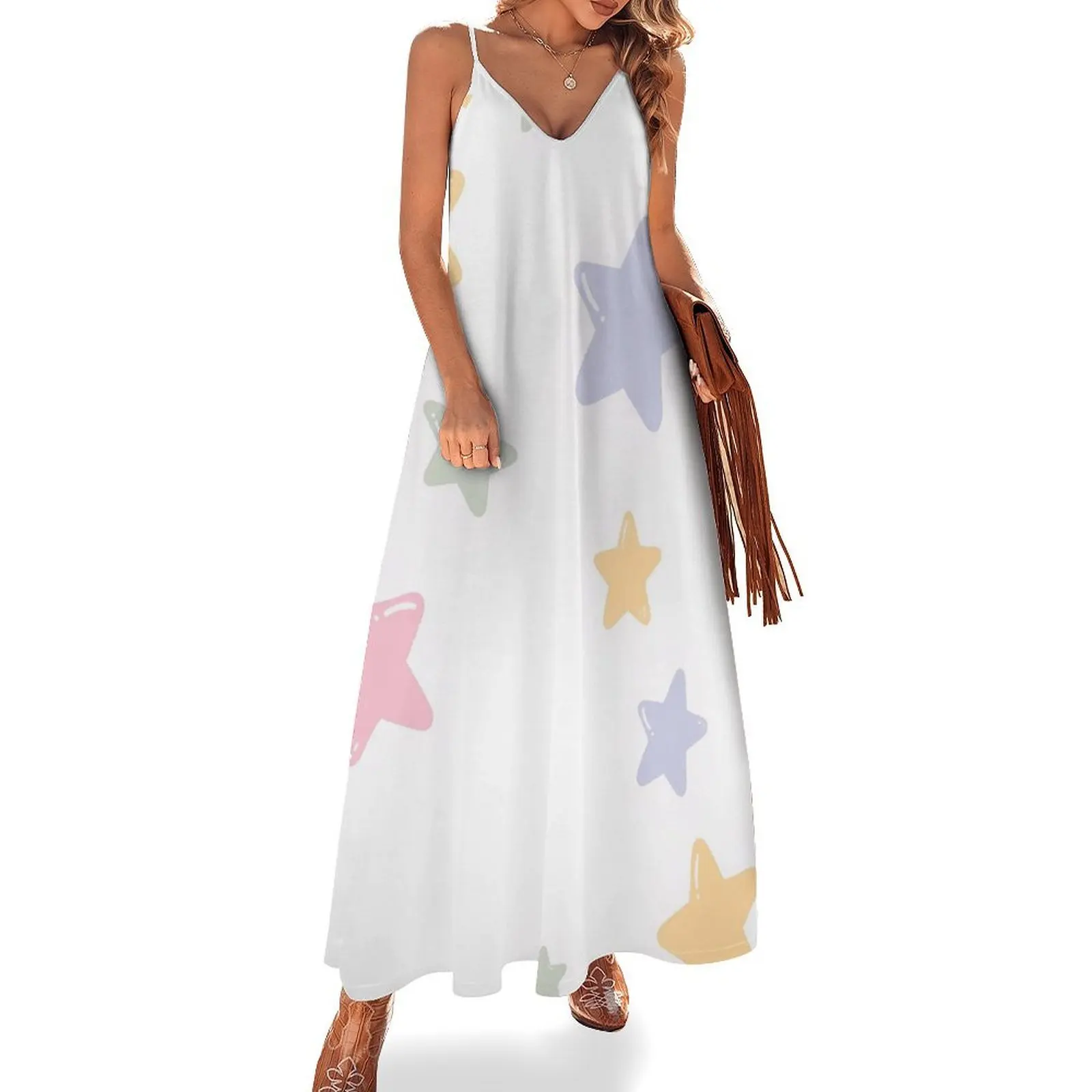 Women's Star Pattern Printed Halter Neck Backless Long Dress - Elegant Vacation - Machine Washable
Women's Star Pattern Printed Halter Neck Backless Long Dress - Elegant Vacation - Machine Washable