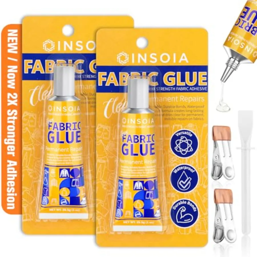 Fabric Glue Permanent, 29.5MLx2 Strong Washable Fabric Adhesive Dries Clear, Stitch Glue for Clothing Repair, Patches, Denim, L
Fabric Glue Permanent, 29.5MLx2 Strong Washable Fabric Adhesive Dries Clear, Stitch Glue for Clothing Repair, Patches, Denim, L