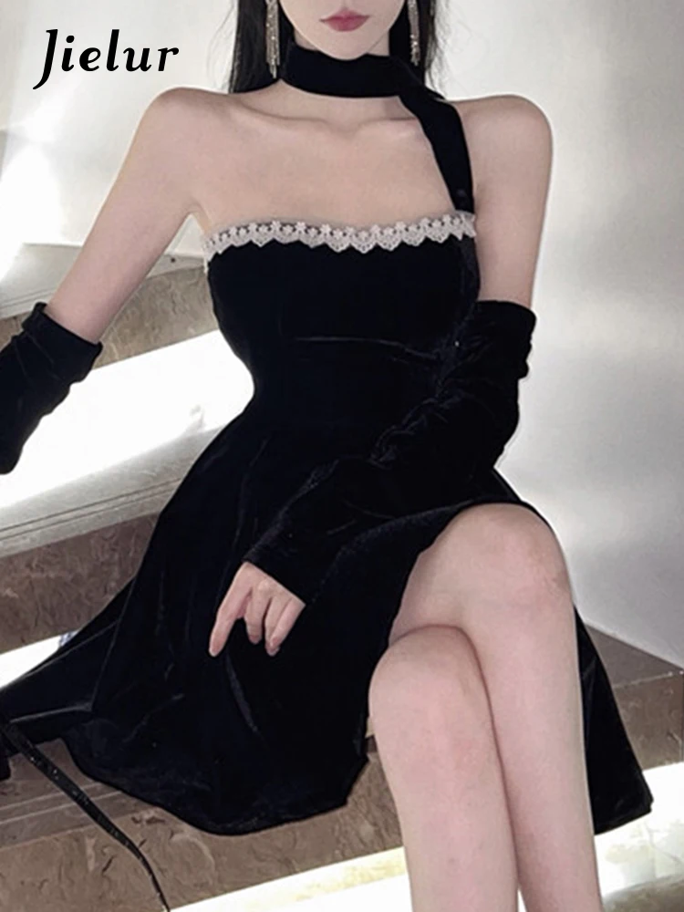 Jielur French Style Sleeveless Black Lace Women Dresses Slash Neck Spell Color Chic Fashion Female Evening Dress Y2k Party Club
Jielur French Style Sleeveless Black Lace Women Dresses Slash Neck Spell Color Chic Fashion Female Evening Dress Y2k Party Club