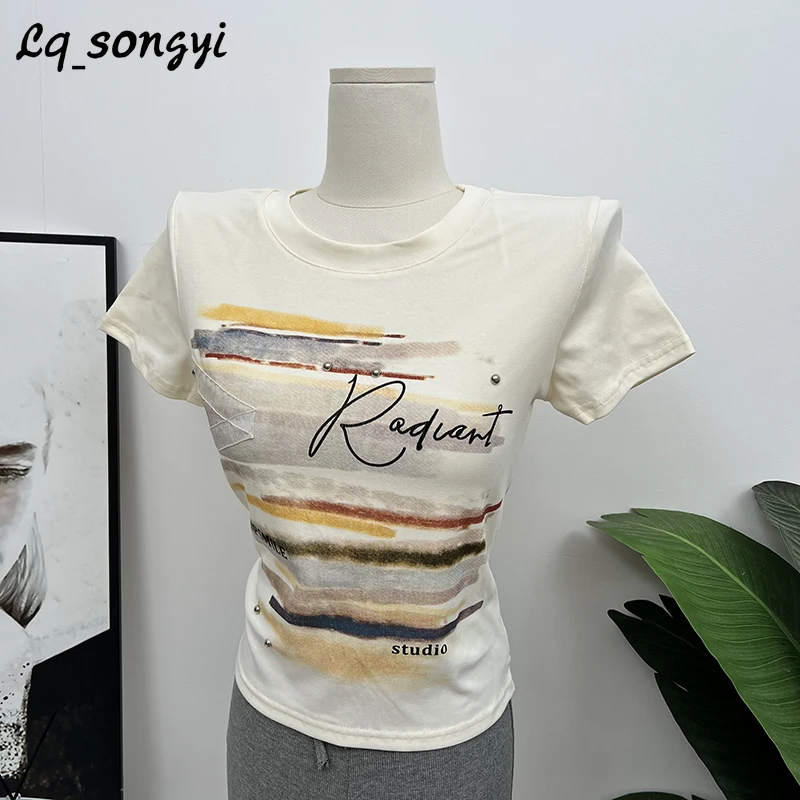 Lq_songyi Lace O Neck T Shirts Short Sleeve Thin T Shirts Korean Pop High Strecth Top Summer Women Slim Fit Printed T-shirt
Lq_songyi Lace O Neck T Shirts Short Sleeve Thin T Shirts Korean Pop High Strecth Top Summer Women Slim Fit Printed T-shirt