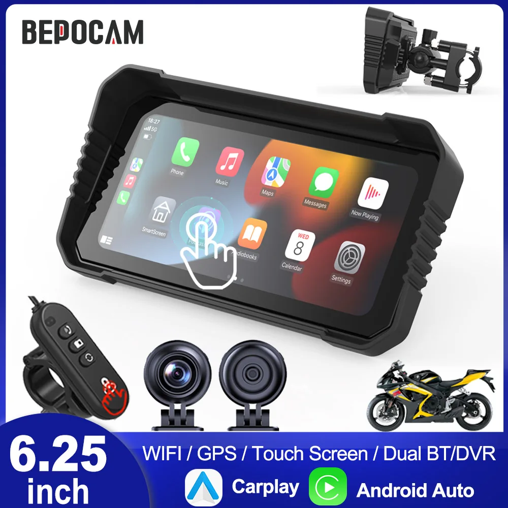 BEPOCAM 6.25" Motorcycle DVR IPX7 Waterproof Touch Screen WIFI GPS Navigation for Moto Dual Cameras Drive Recorder Moto Monitor
BEPOCAM 6.25" Motorcycle DVR IPX7 Waterproof Touch Screen WIFI GPS Navigation for Moto Dual Cameras Drive Recorder Moto Monitor