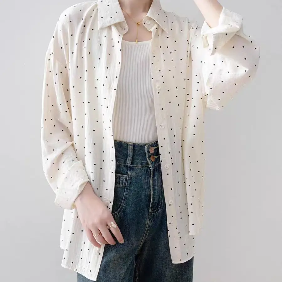 Loose Casual Women's Shirt Summer Small Polka Dot Breathable Long Sleeve Top plus Size Commute Style Regular Fit Outerwear
Loose Casual Women's Shirt Summer Small Polka Dot Breathable Long Sleeve Top plus Size Commute Style Regular Fit Outerwear