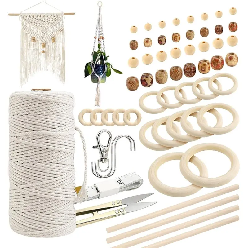 L60A Macrame Kits 227Pcs 3Mm 115 Yards Wall For Hanging Natural Cotton Cord For Hanging Plants Handmade Tassels Weave Hand
L60A Macrame Kits 227Pcs 3Mm 115 Yards Wall For Hanging Natural Cotton Cord For Hanging Plants Handmade Tassels Weave Hand