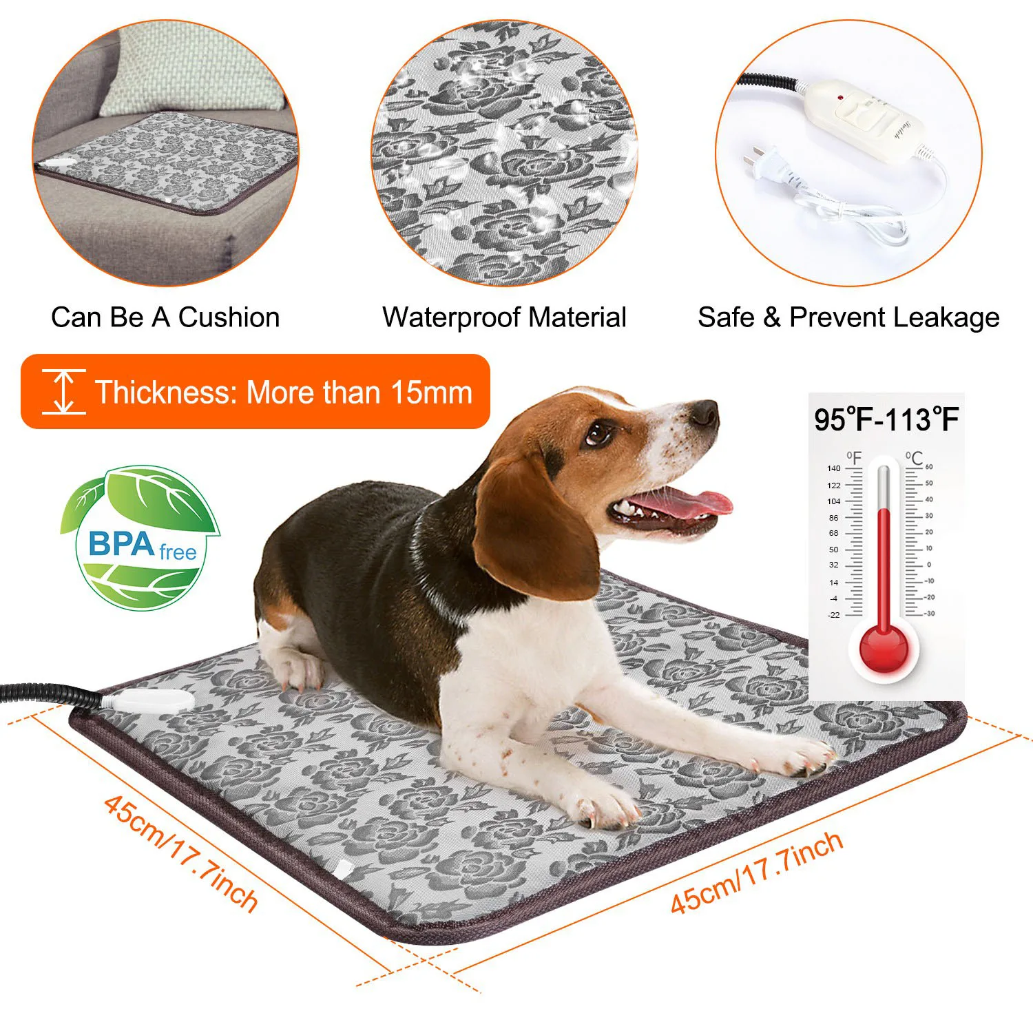 Pet Heating Pad Dog Cat Electric Heating Mat Waterproof Adjustable Warming Blanket with Chew Resistant Steel Cord Case
Pet Heating Pad Dog Cat Electric Heating Mat Waterproof Adjustable Warming Blanket with Chew Resistant Steel Cord Case