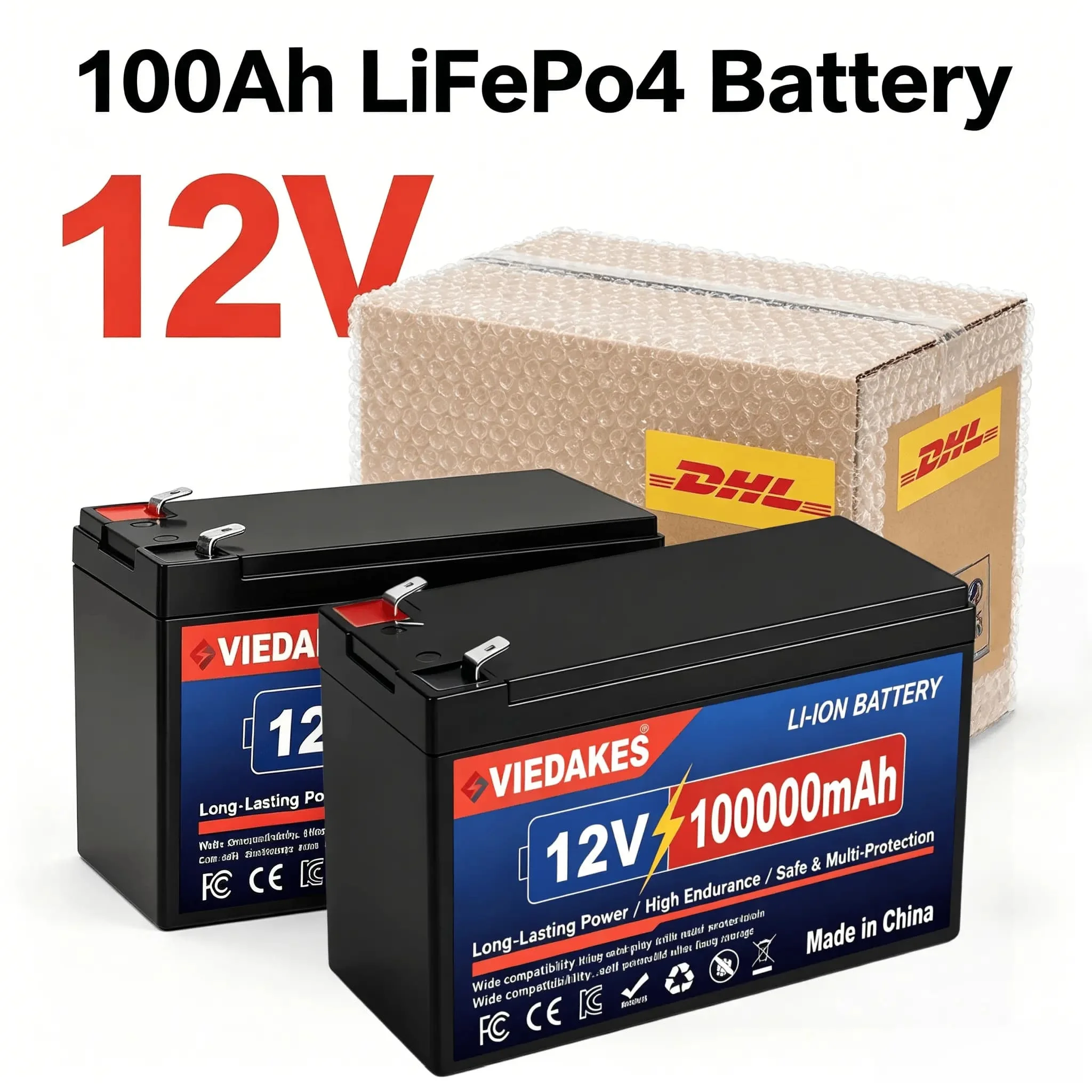 12V 100Ah Lithium LiFePO4 Deep Cycle Battery for Solar,Fish Finder, Power Wheels, Lighting, Off-Grid Applications Built-in BMS
12V 100Ah Lithium LiFePO4 Deep Cycle Battery for Solar,Fish Finder, Power Wheels, Lighting, Off-Grid Applications Built-in BMS