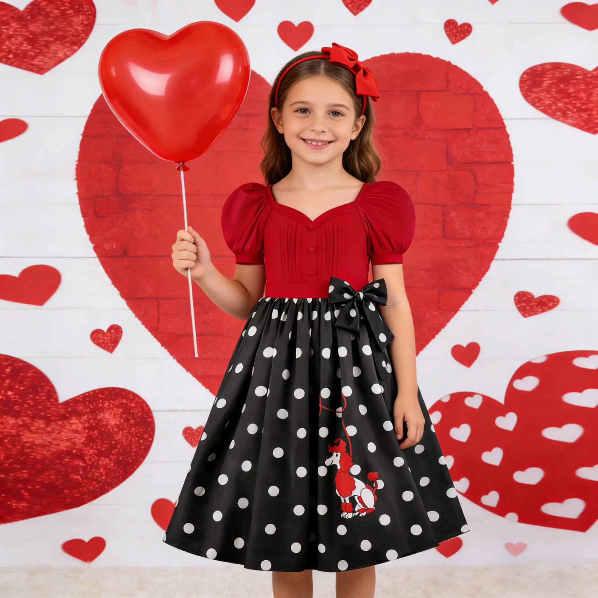 Summer Kids Girl's Clothes 2026 Valentine's Day sweet girl cartoon dog print Dress with headband Elegant birthday Princess Dress
Summer Kids Girl's Clothes 2026 Valentine's Day sweet girl cartoon dog print Dress with headband Elegant birthday Princess Dress