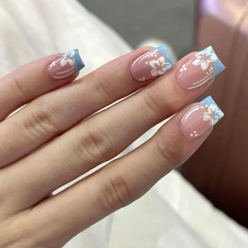 Short Square Armor French Blue Nail
Short Square Armor French Blue Nail