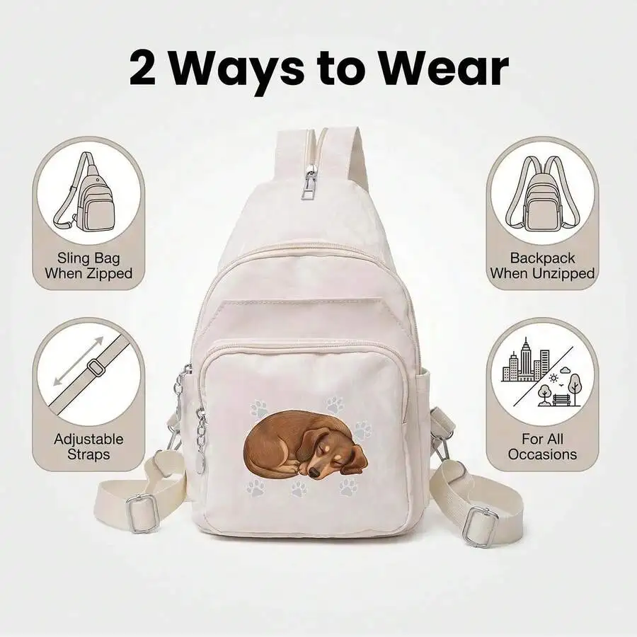 Sleeping Dachshund Sling Bag Women Multi Functional Crossbody Adjustable Strap Backpack For All Occasions
Sleeping Dachshund Sling Bag Women Multi Functional Crossbody Adjustable Strap Backpack For All Occasions