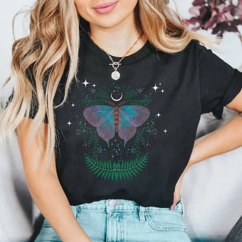 New Style Crescent Moon Celestial Botanical Cottagecore Goblincore Clothing Witchy Moth T Shirt Crewneck High Quality Cotton
New Style Crescent Moon Celestial Botanical Cottagecore Goblincore Clothing Witchy Moth T Shirt Crewneck High Quality Cotton