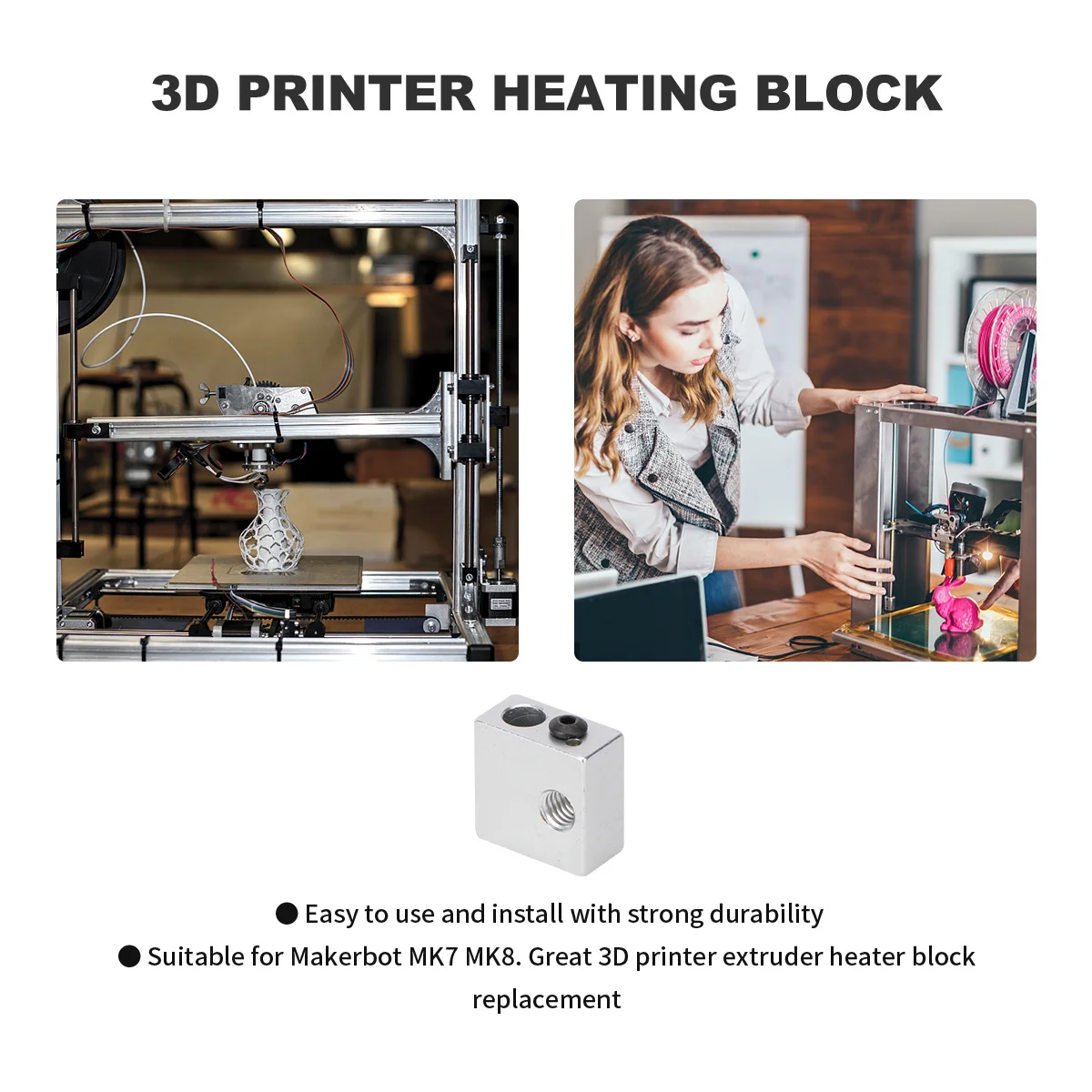 5Pcs Durable Aluminum Heater Block for Mk7 3D Printer Extruder Replacement 3D Printer Heater Block
5Pcs Durable Aluminum Heater Block for Mk7 3D Printer Extruder Replacement 3D Printer Heater Block