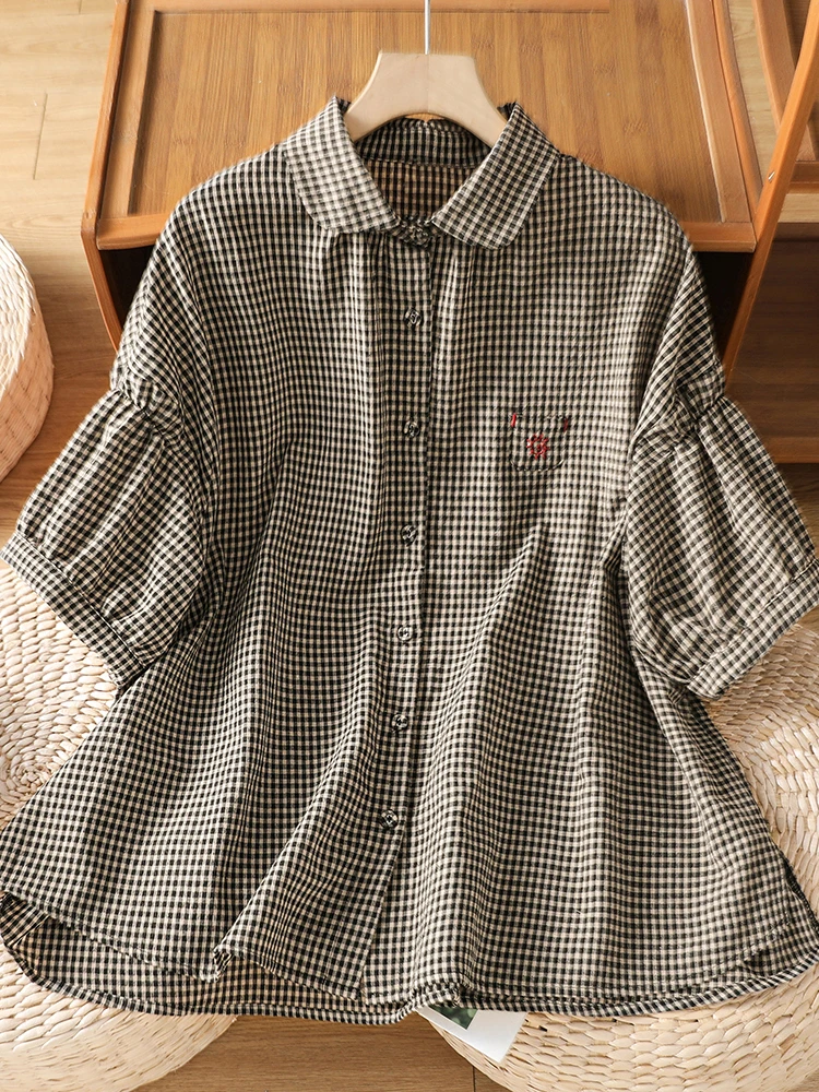 Retro Japanese Style Short Sleeve Embroidered Shirt Casual Loose Neck Summer New Arrival Women's Fashion Breathable
Retro Japanese Style Short Sleeve Embroidered Shirt Casual Loose Neck Summer New Arrival Women's Fashion Breathable