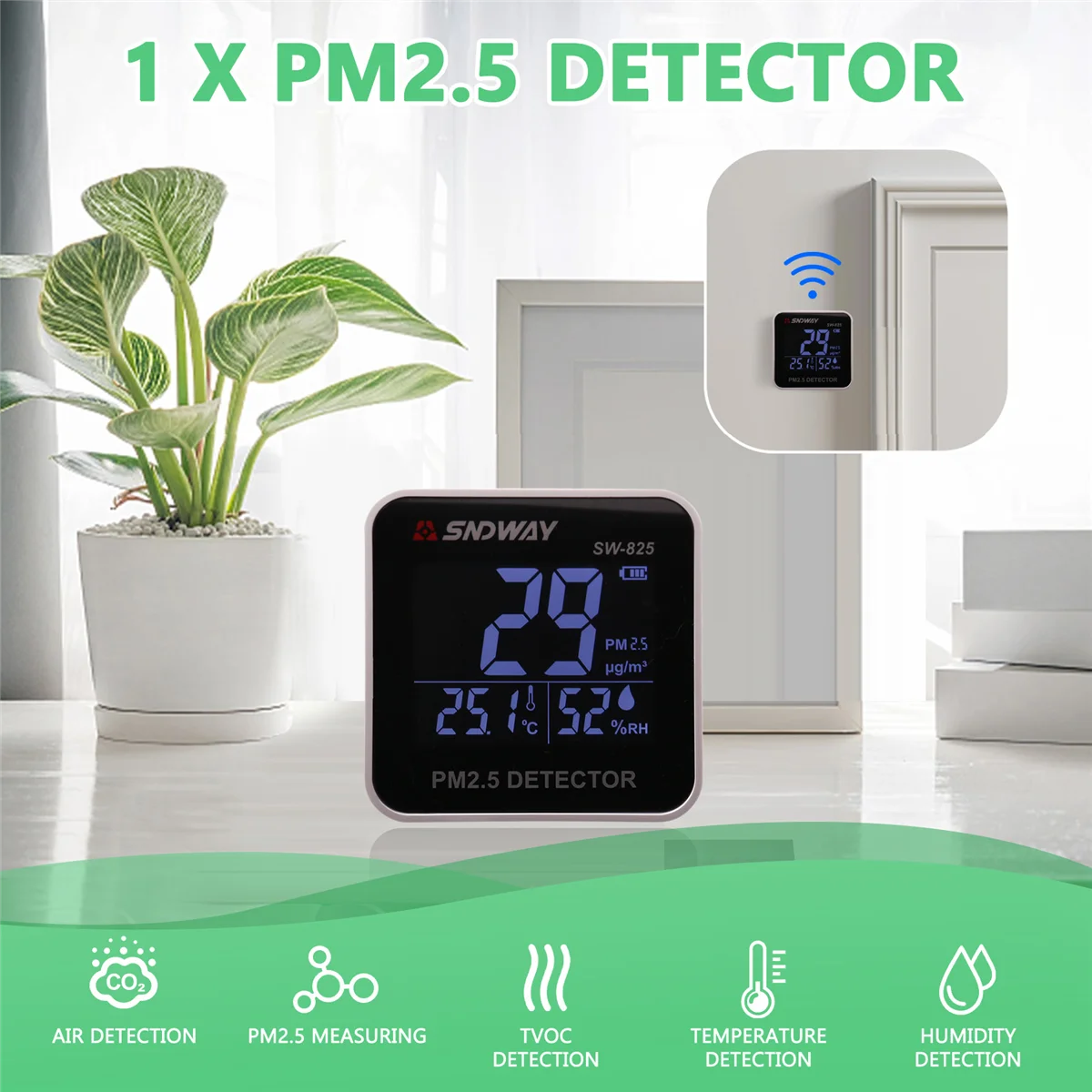 A04I USB Charging PM 2.5 Detector SW-825 Sensor Meter Mini Portable Measuring Device Real Time Professional Air Monitoring
A04I USB Charging PM 2.5 Detector SW-825 Sensor Meter Mini Portable Measuring Device Real Time Professional Air Monitoring