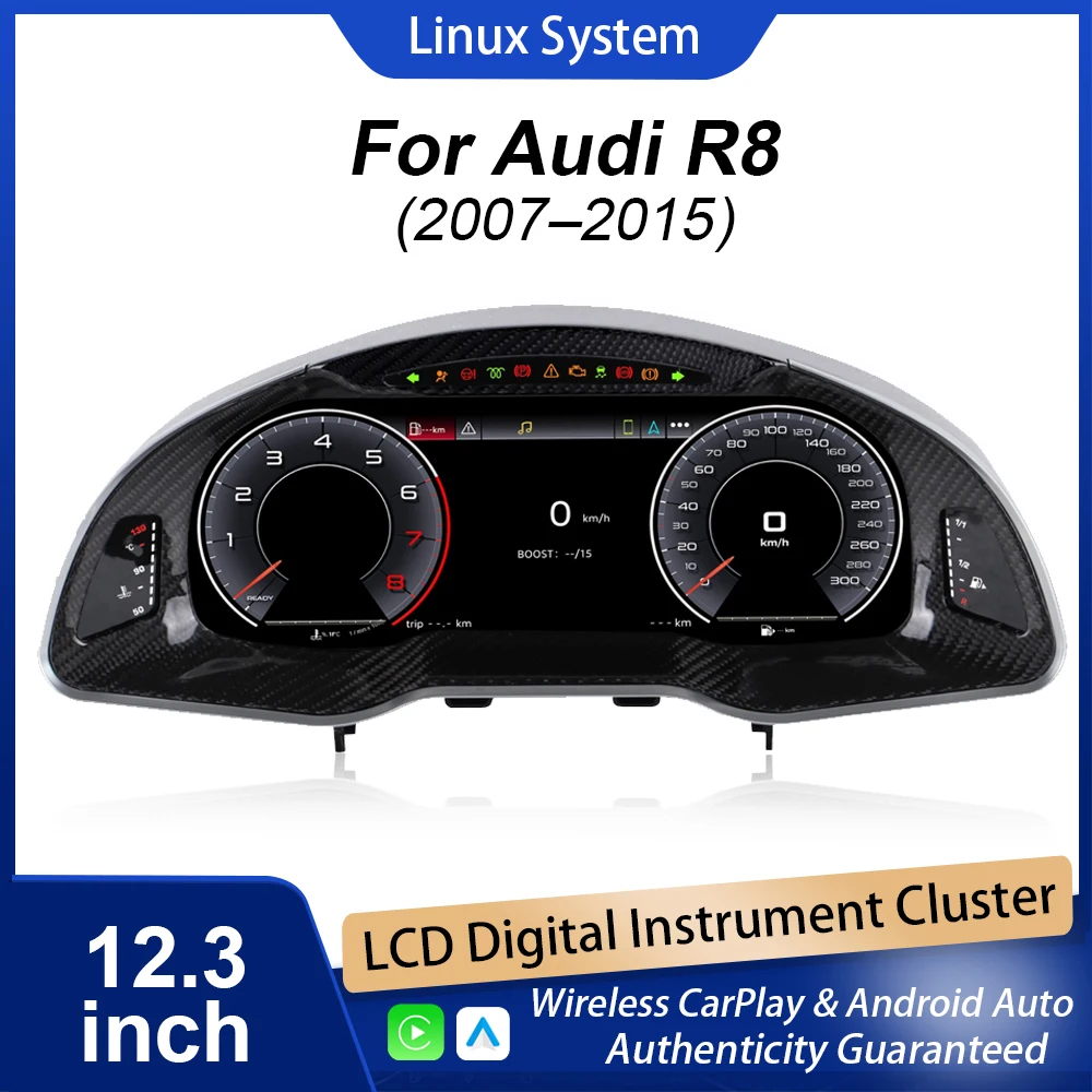 Digital Instrument Cluster For Audi R8 2007-2015 Speedometer 12.3”HD screen1920*720/CarPlay /Auto / 2S Fast Boot/Plug&Play
Digital Instrument Cluster For Audi R8 2007-2015 Speedometer 12.3”HD screen1920*720/CarPlay /Auto / 2S Fast Boot/Plug&Play