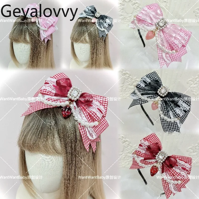 Mass-Produced Japanese Lolita Plaid Pearl Bow Headband Sweet Kawaii Versatile Hair Accessory Headwear Hairbows for Girls
Mass-Produced Japanese Lolita Plaid Pearl Bow Headband Sweet Kawaii Versatile Hair Accessory Headwear Hairbows for Girls