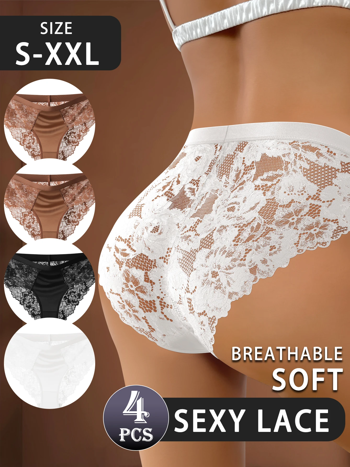 Комплект из 4 женских кружевных трусиков — элегантный сетчатый дизайн, мягкие и дышащие, удобная посадка для повседневной носки и особых случаев
Комплект из 4 женских кружевных трусиков — элегантный сетчатый дизайн, мягкие и дышащие, удобная посадка для повседневной носки и особых случаев