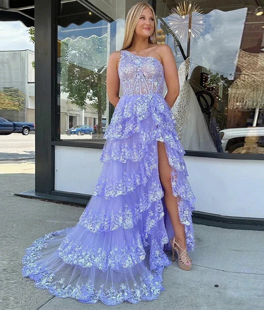 Customized Exquisite Organza Appliques Tiered Sequined A-Line One Shoulder Evening Dress High Quality Sleeveless prom dresses 
Customized Exquisite Organza Appliques Tiered Sequined A-Line One Shoulder Evening Dress High Quality Sleeveless prom dresses