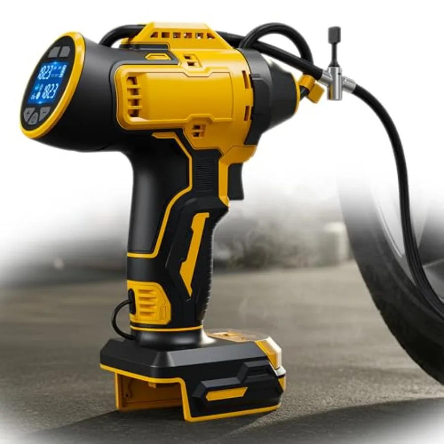 Cordless Tire Inflator Compatible with Dewalt 20V MAX Battery 150PSI Handheld Air Pump Portable Air Compressor w/Digital Pressu
Cordless Tire Inflator Compatible with Dewalt 20V MAX Battery 150PSI Handheld Air Pump Portable Air Compressor w/Digital Pressu