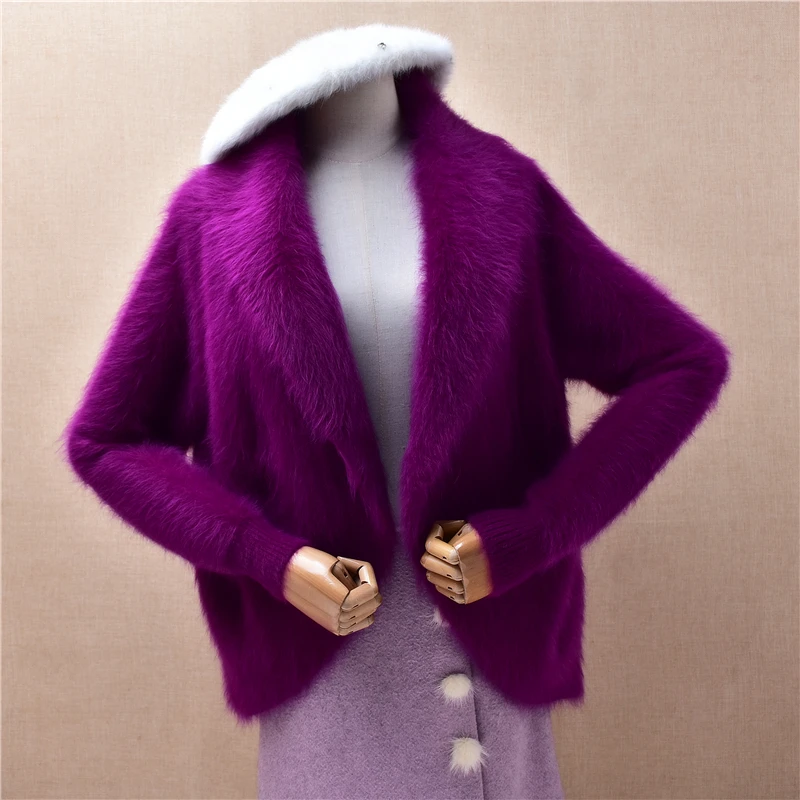Ladies Women Autumn Winter Clothing Purple Hairy Mink Cashmere Knitted Long Sleeves Loose Short Style Cardigans Sweater Jacket
Ladies Women Autumn Winter Clothing Purple Hairy Mink Cashmere Knitted Long Sleeves Loose Short Style Cardigans Sweater Jacket