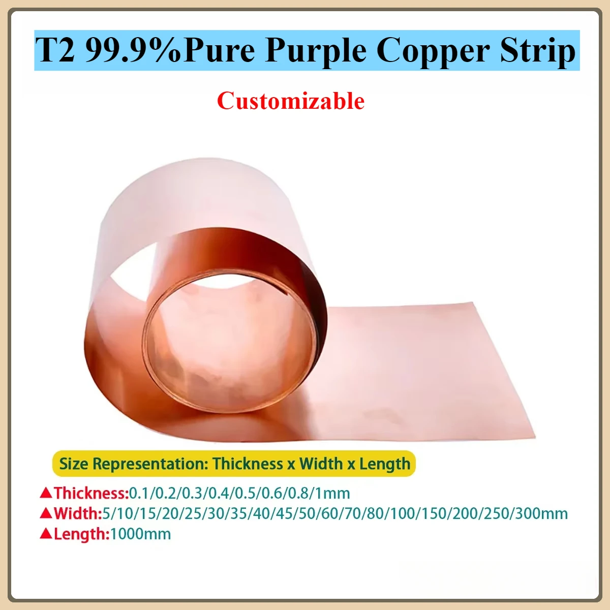 T2 Thin Copper Skin 99.9%Pure Purple Copper Strip/Purple Copper Foil Thickness 0.05-1mm
T2 Thin Copper Skin 99.9%Pure Purple Copper Strip/Purple Copper Foil Thickness 0.05-1mm