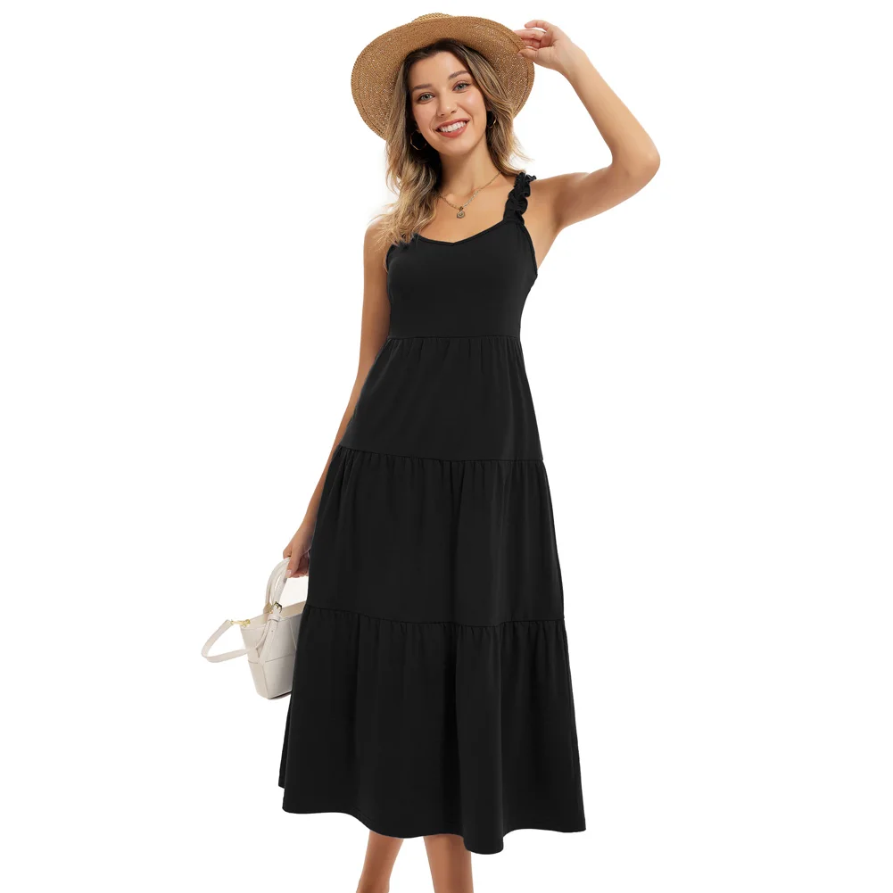Women'S Summer Sling Dresses Solid Sleeveless Slim Swing Dress Beach Haliday Outfits Vestidos Para Mujer Elegantes Y Bonitos
Women'S Summer Sling Dresses Solid Sleeveless Slim Swing Dress Beach Haliday Outfits Vestidos Para Mujer Elegantes Y Bonitos