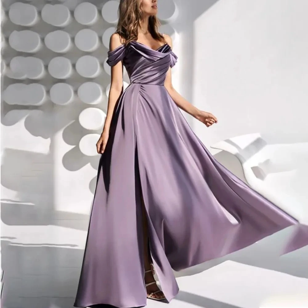 OTHRAY Sheath Satin Off-the-shoulder Sleeveless Criss-cross Front Split Spaghetti Floor-length Prom Dress Robe 2024
OTHRAY Sheath Satin Off-the-shoulder Sleeveless Criss-cross Front Split Spaghetti Floor-length Prom Dress Robe 2024