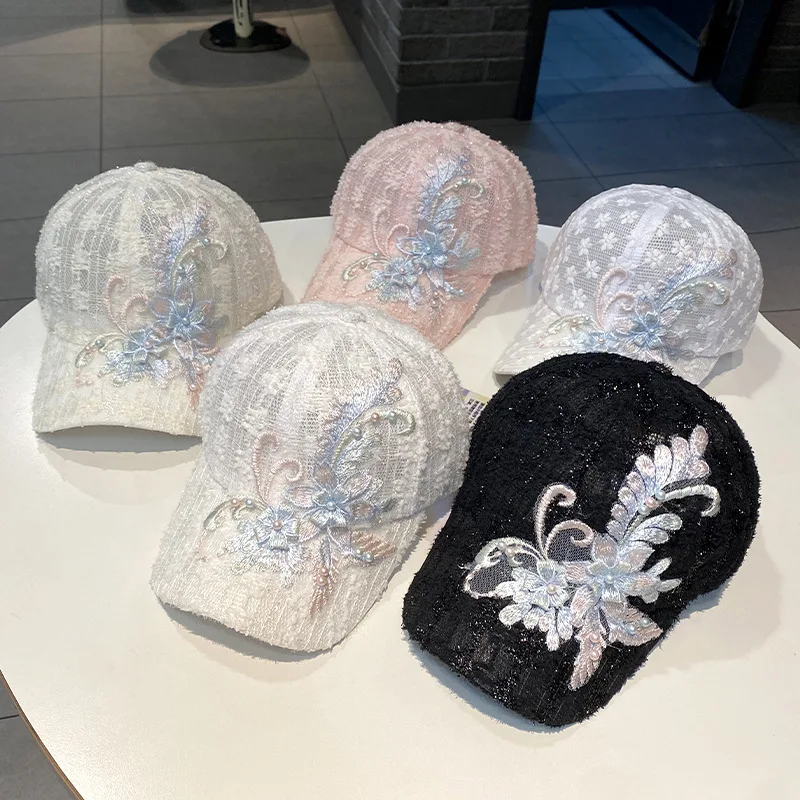 Summer Ladies Mesh Breathable Duck Tongue Cap Sunscreen Sun Hat Rebound Cap Lace Baseball Cap Embroidered Flowers Hat
Summer Ladies Mesh Breathable Duck Tongue Cap Sunscreen Sun Hat Rebound Cap Lace Baseball Cap Embroidered Flowers Hat
