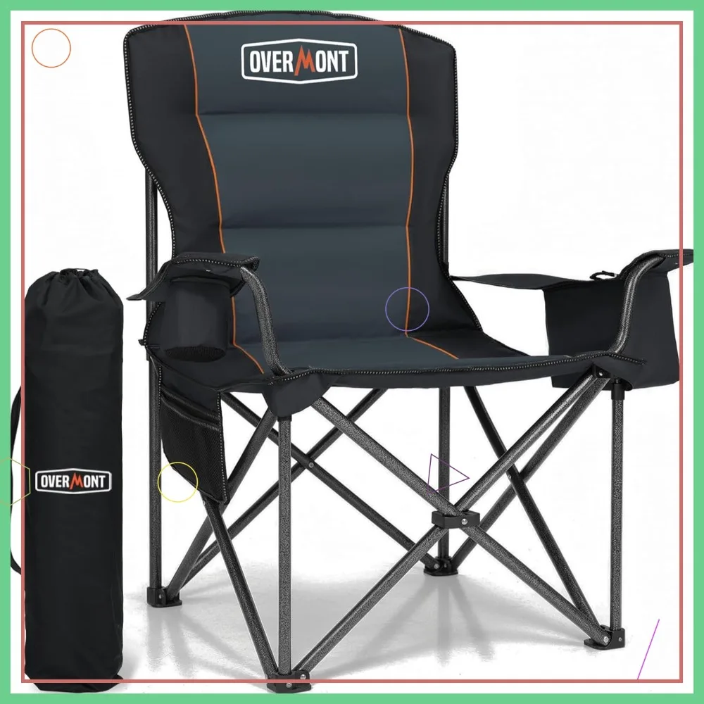 Heavy Duty Folding Camping Chair 450lbs Capacity with Cooler Pockets Padded Cushion Oversized for Beach Garden Fishing
Heavy Duty Folding Camping Chair 450lbs Capacity with Cooler Pockets Padded Cushion Oversized for Beach Garden Fishing