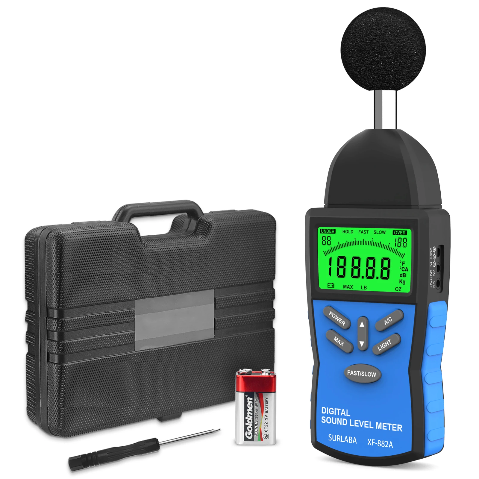 Decibel Meter, Digital Sound Level Meter 30-130dBA, HP-882A SPL Meter, Handheld Digital Volume Level Tester with Backlight LCD
Decibel Meter, Digital Sound Level Meter 30-130dBA, HP-882A SPL Meter, Handheld Digital Volume Level Tester with Backlight LCD