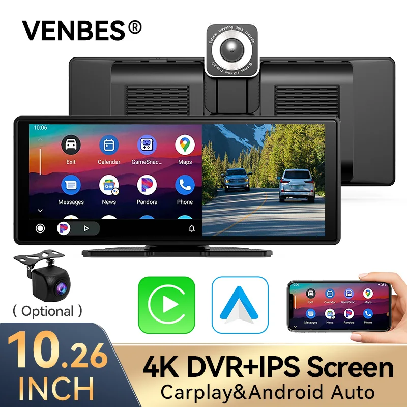 VENBES 10.26 Inch Portable 4K DVR Car Radio Wireless Carplay Android Auto Mirrorlink Build-in Car Multimedia Player Touch Screen
VENBES 10.26 Inch Portable 4K DVR Car Radio Wireless Carplay Android Auto Mirrorlink Build-in Car Multimedia Player Touch Screen