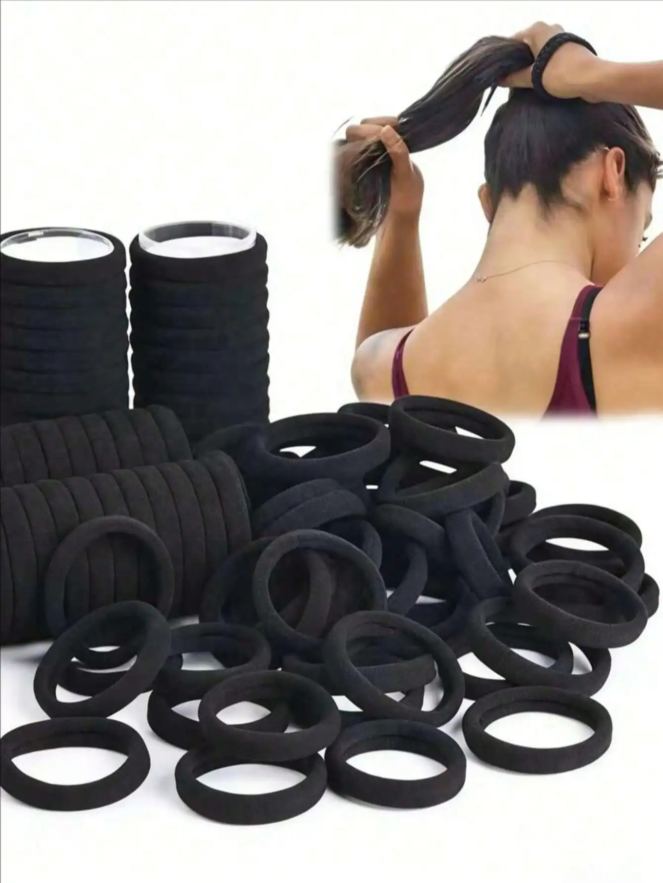 Black Hair Ties for Women, Stretchy Ponytail Holders for Daily Wear, Washing, Gym Sessions, Commuting and Vacation
Black Hair Ties for Women, Stretchy Ponytail Holders for Daily Wear, Washing, Gym Sessions, Commuting and Vacation