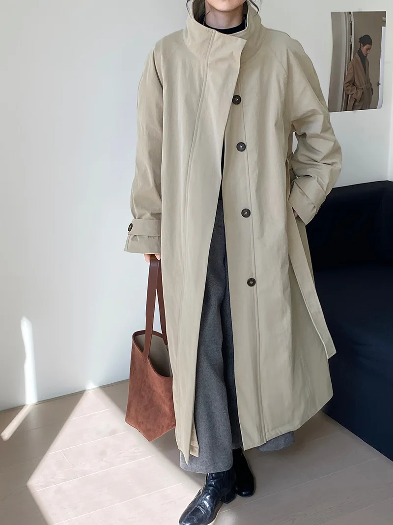 SuperAen Korean-style Lace-up Waist Long Trench Coat for Women Autumn New Grey Stand Collar Elegant Oversize Coats
SuperAen Korean-style Lace-up Waist Long Trench Coat for Women Autumn New Grey Stand Collar Elegant Oversize Coats