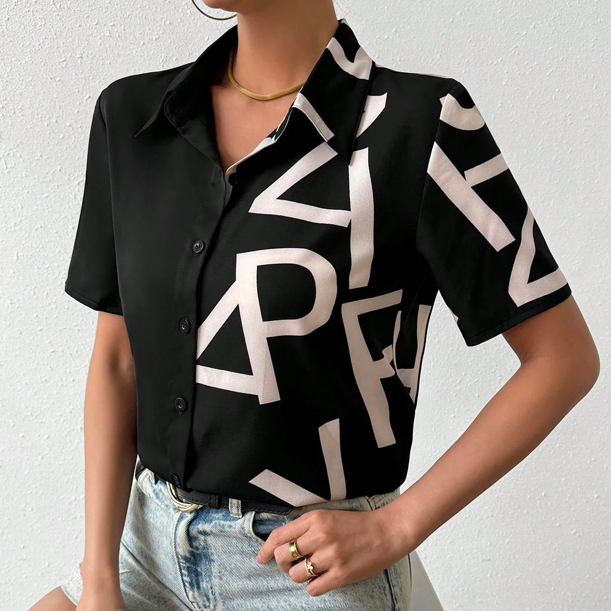 Summer Women Short Sleeve Shirt Button Down Casual Comfortable Print Fashion All-match
Summer Women Short Sleeve Shirt Button Down Casual Comfortable Print Fashion All-match