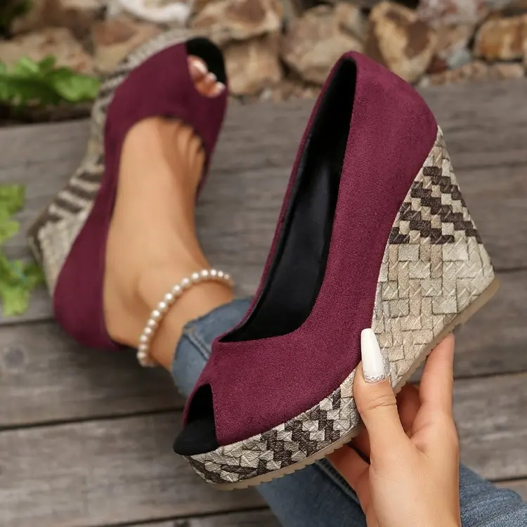 Plus Size Peep Toe Wedge High Heel Shoes For Women, New Autumn Slip-on Shallow Mouth Single Shoes Dubai Luxury Islam Elegant
Plus Size Peep Toe Wedge High Heel Shoes For Women, New Autumn Slip-on Shallow Mouth Single Shoes Dubai Luxury Islam Elegant