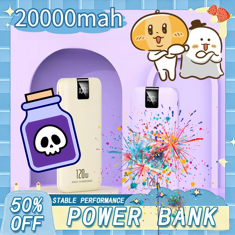 Mini Power Bank 120W 20000mAh Large Capacity ultra Long Battery Life, Portable LED Display Screen, Compatible with Android iOS