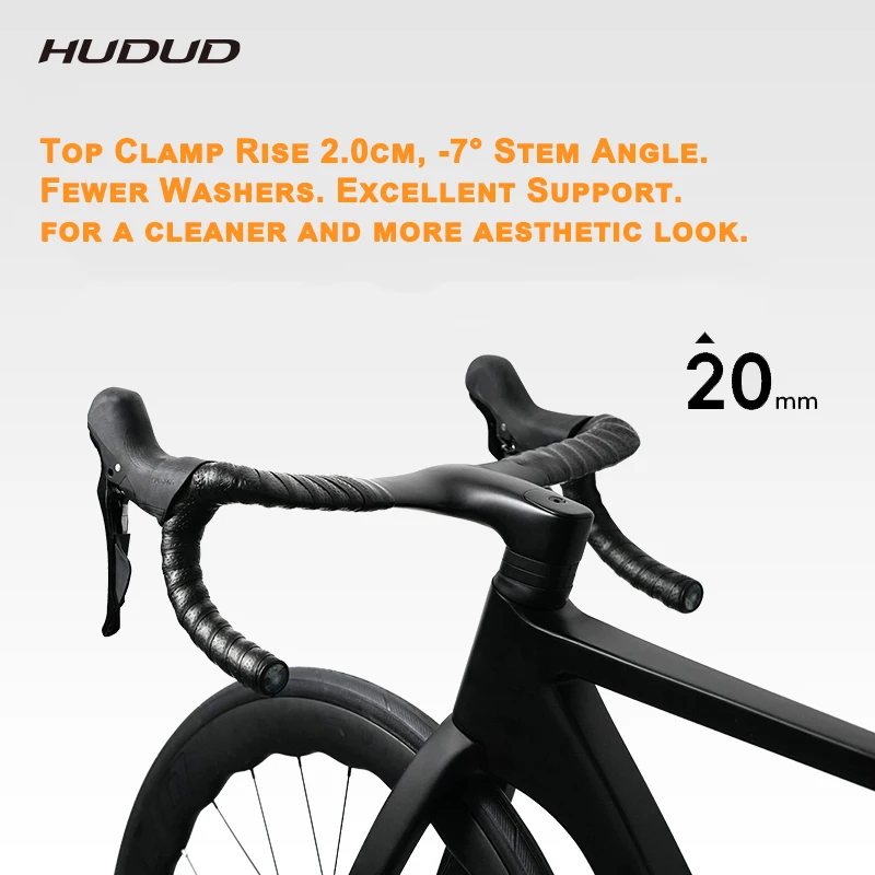 |HUDUD HB071 Carbon Aero One-Piece Drop Bar | T800 | 20mm Rise 15mm Drop Flare -7° Stem Angle |Reach 74 Drop 110mm | 370G
|HUDUD HB071 Carbon Aero One-Piece Drop Bar | T800 | 20mm Rise 15mm Drop Flare -7° Stem Angle |Reach 74 Drop 110mm | 370G
