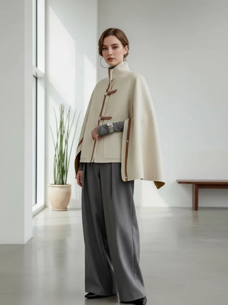 Женская накидка с высоким воротом, осень-зима 202, стильная однотонная абрикосовая куртка с пряжками, свободная посадка, женская повседневная верхняя одежда
Женская накидка с высоким воротом, осень-зима 202, стильная однотонная абрикосовая куртка с пряжками, свободная посадка, женская повседневная верхняя одежда