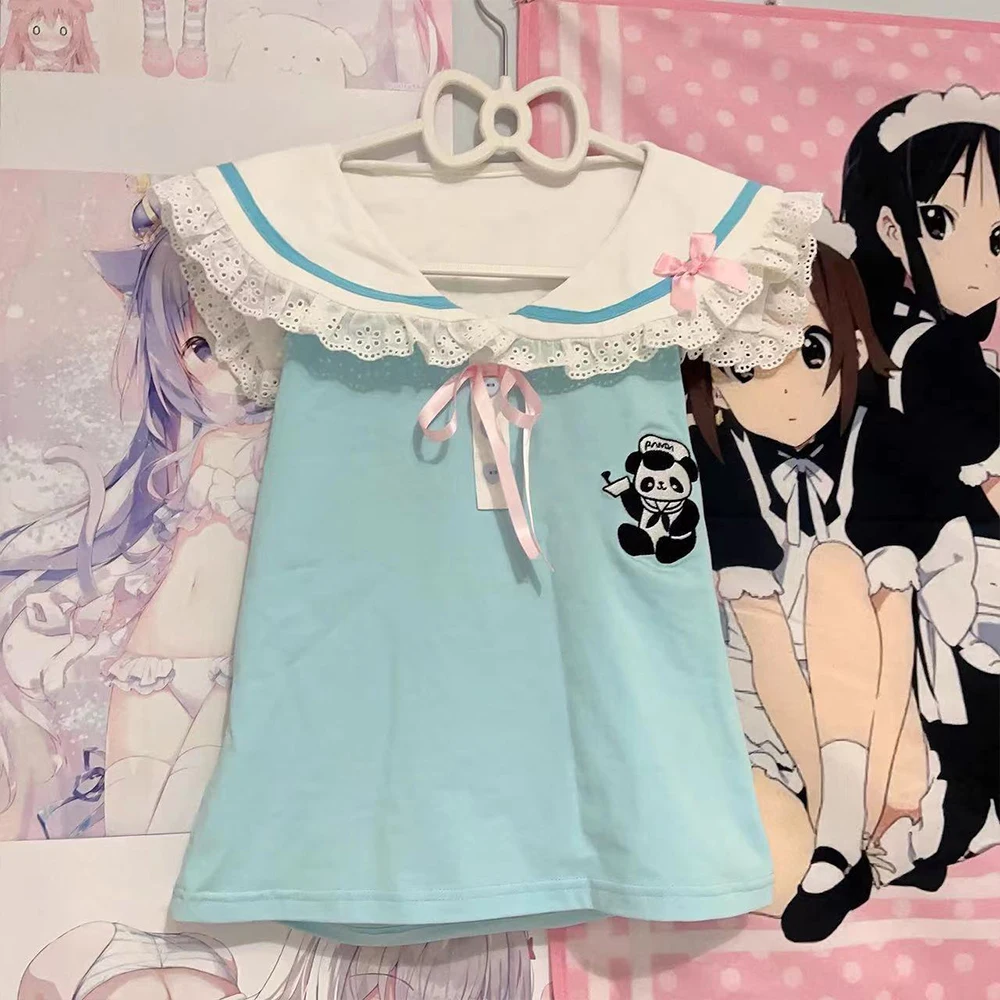 Japanese Cute Bow T Shirts Women Kawaii Cartoon Print Lace Crop Tops Y2K Harajuku Sailor Collar Tees Summer Fashion Slim Clothes
Japanese Cute Bow T Shirts Women Kawaii Cartoon Print Lace Crop Tops Y2K Harajuku Sailor Collar Tees Summer Fashion Slim Clothes