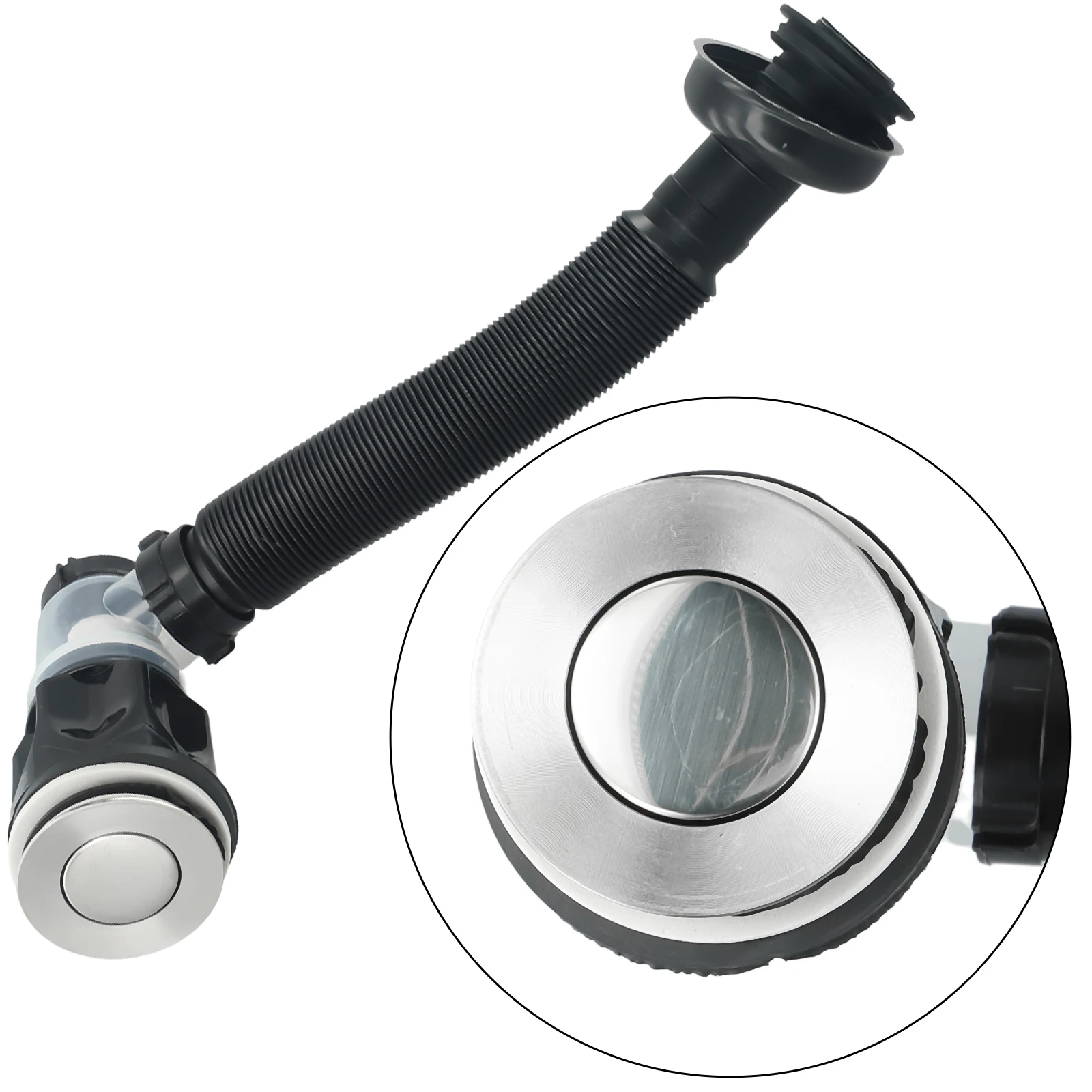 Sink Drain Pipe Kit with Flexible Expandable Design and Odor-Blocking Strainer for Standard 1.45 Inch Sink Hole Installation
Sink Drain Pipe Kit with Flexible Expandable Design and Odor-Blocking Strainer for Standard 1.45 Inch Sink Hole Installation