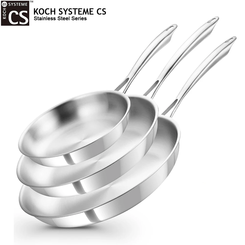 KOCH SYSTEME CS 3Pcs Stainless Steel Frying Pan Set 8" /10" /12" Cooking Pans Tri-Ply Base Stainless Steel Skillets Durable Cooking Pan Induction Compatible
KOCH SYSTEME CS 3Pcs Stainless Steel Frying Pan Set 8" /10" /12" Cooking Pans Tri-Ply Base Stainless Steel Skillets Durable Cooking Pan Induction Compatible