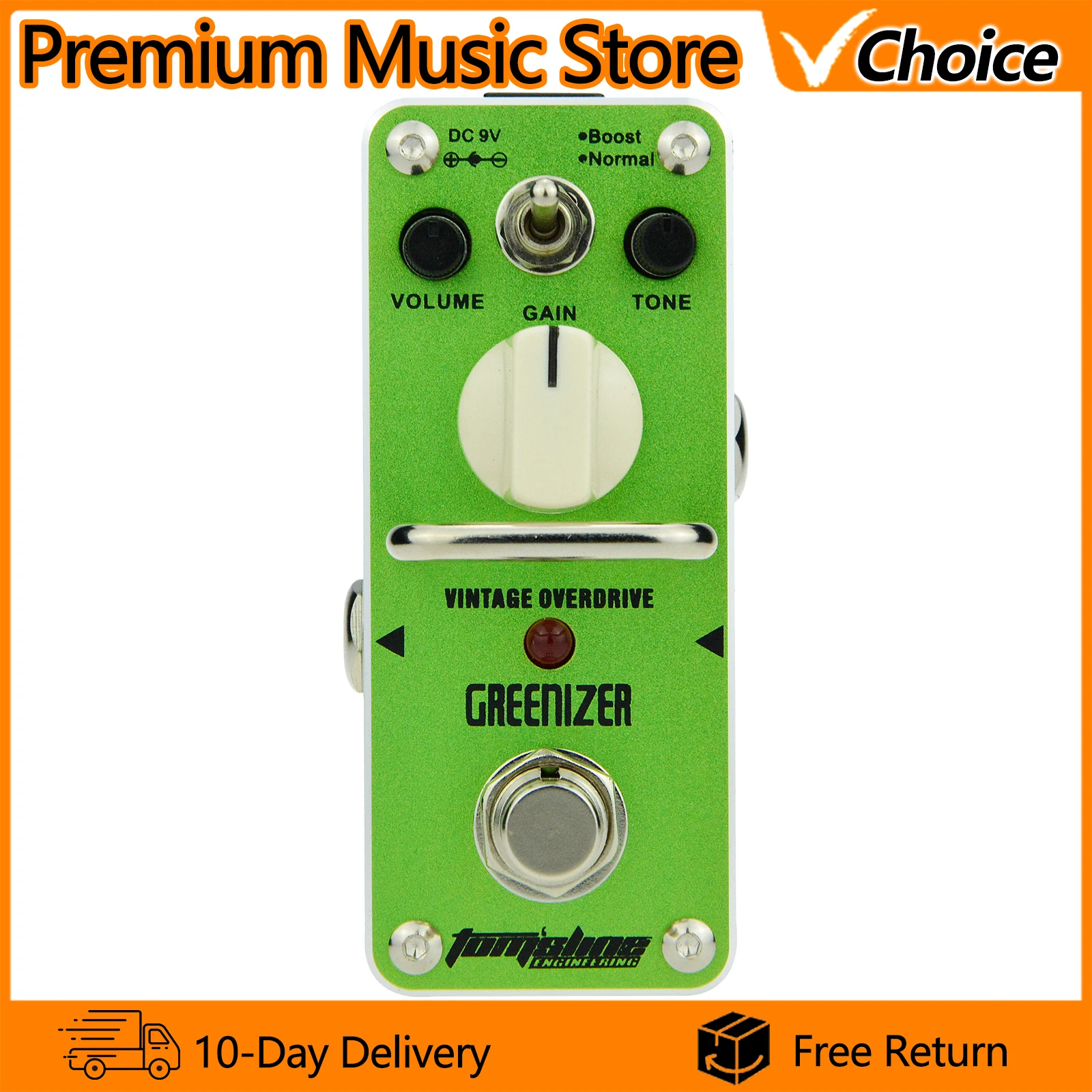 Электрогитарная педаль эффектов AROMA AGR-3 GREENIZER Vintage Overdrive, True Bypass, запчасти и аксессуары для гитар
Электрогитарная педаль эффектов AROMA AGR-3 GREENIZER Vintage Overdrive, True Bypass, запчасти и аксессуары для гитар